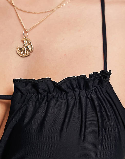 

Черный купальник со сборками и завязкой спереди ASOS DESIGN Maternity