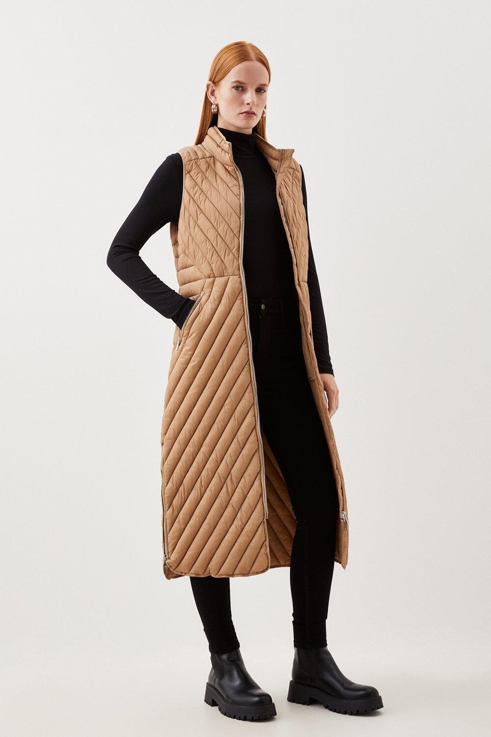 

Легкий удлиненный жилет длиной до колена Karen Millen, нейтральный