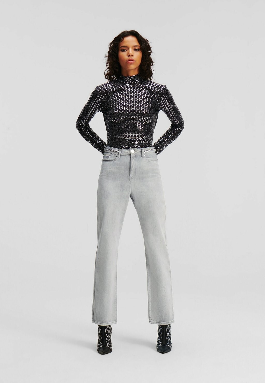 

Джинсы Bootcut CHAIN DETAIL HIGH WAIST KARL LAGERFELD, цвет light grey