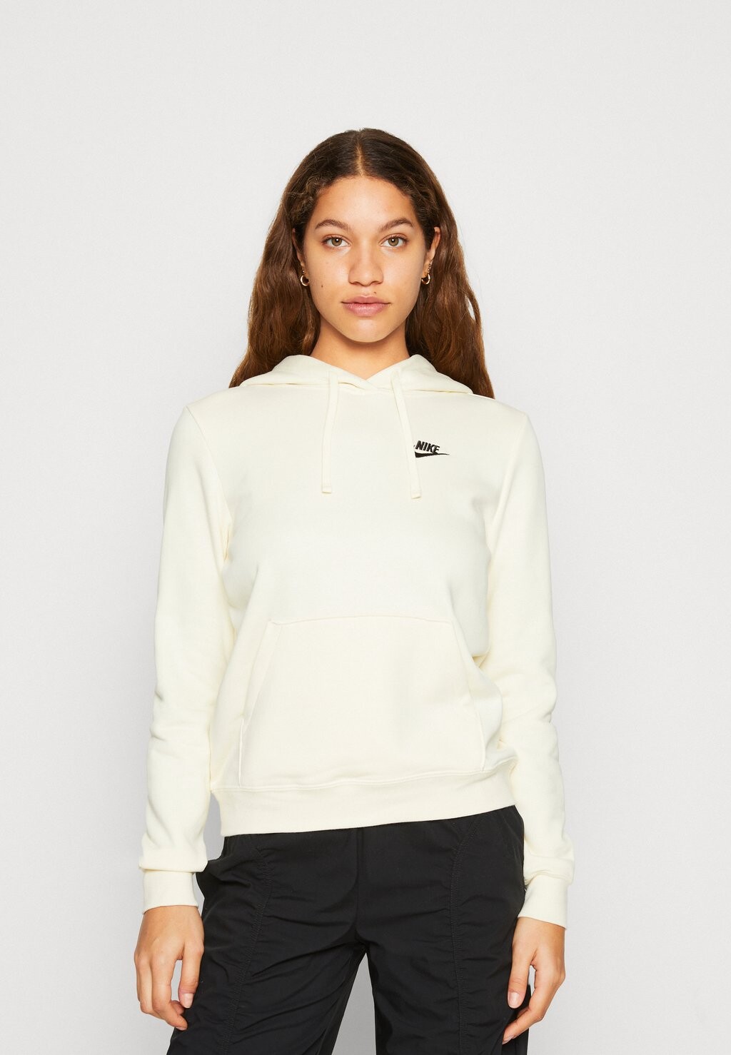 

Толстовка Nike W Club Flc Std Po, кокосовое молоко / черный, Черный;серый