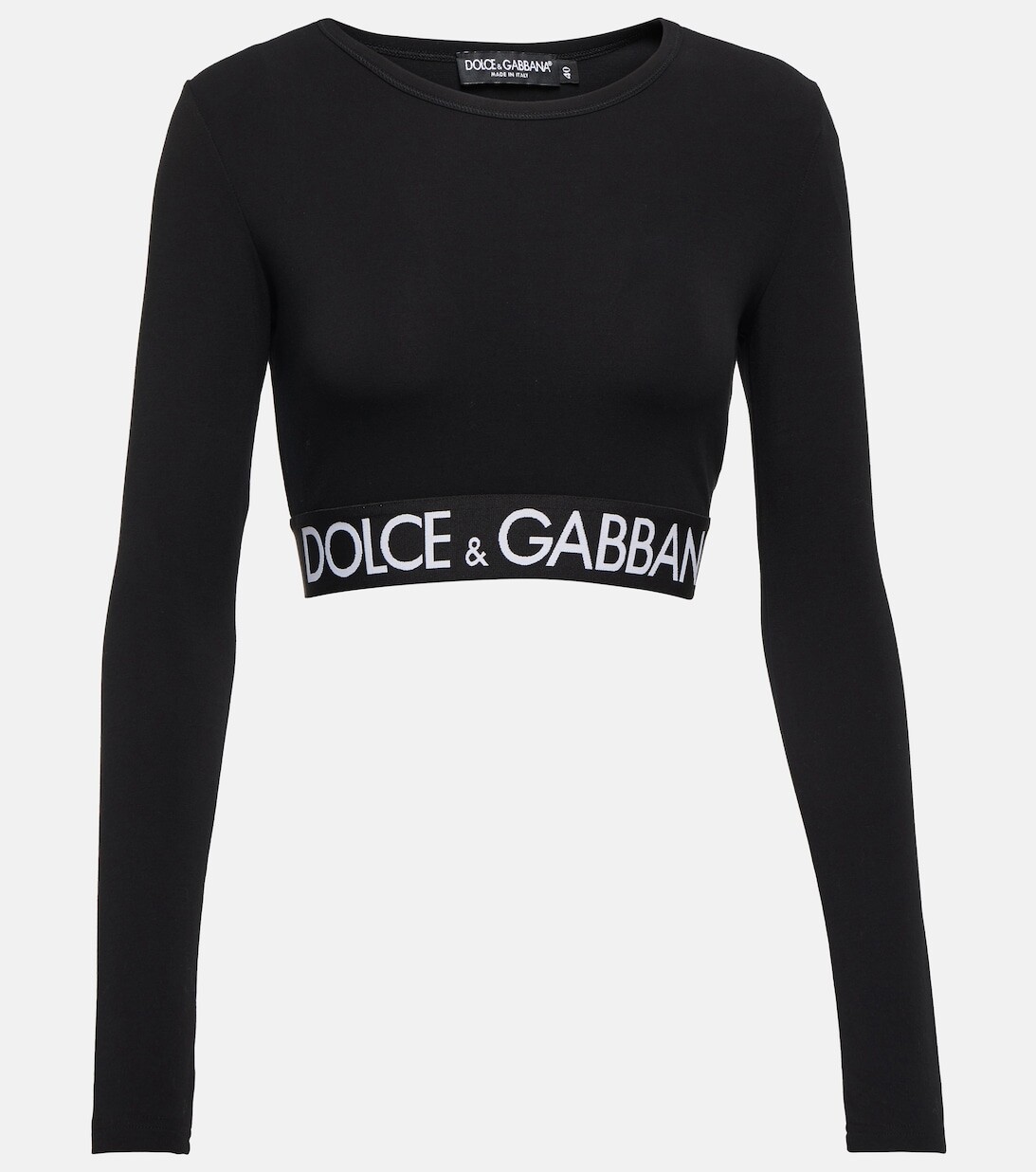 

Укороченный топ из смесового хлопка с логотипом DOLCE&GABBANA, черный