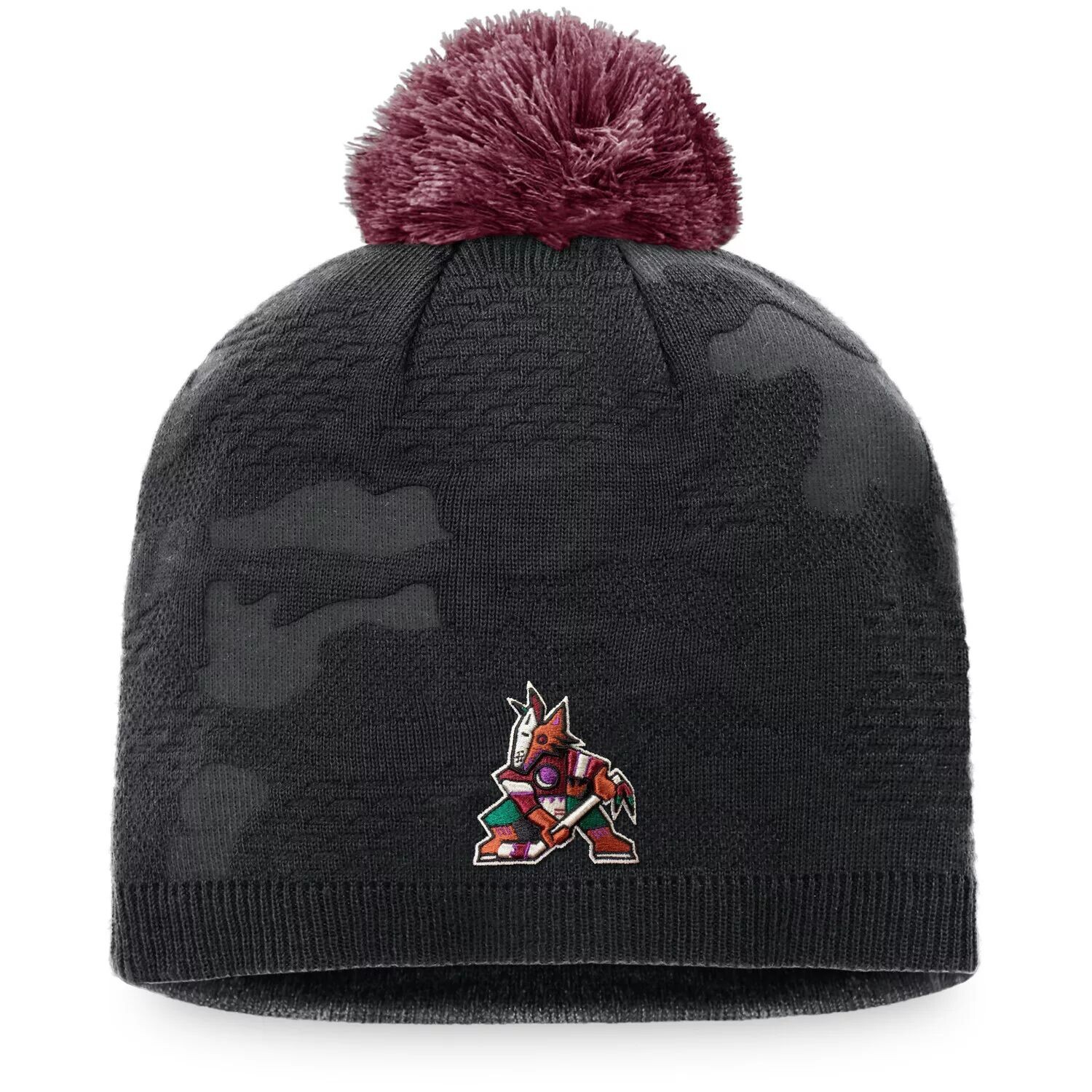 

Женская фирменная черная шапка Fanatics Arizona Coyotes Authentic Pro Team для раздевалки с помпоном Fanatics