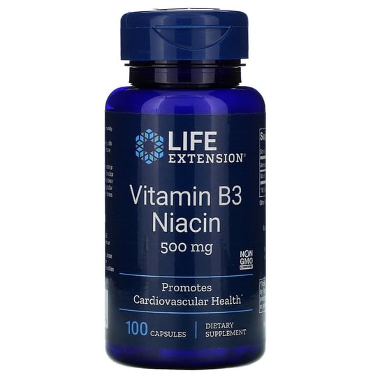Life Extension, Витамин B3 ниацин 500 мг - 100 капсул life extension ниацин не вызывает приливов крови 640 мг 100 капсул