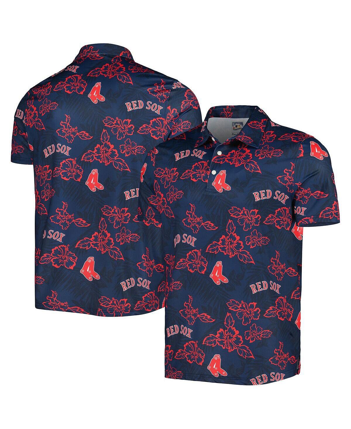 

Мужская темно-синяя рубашка-поло с принтом Boston Red Sox Cooperstown Collection Puamana Reyn Spooner