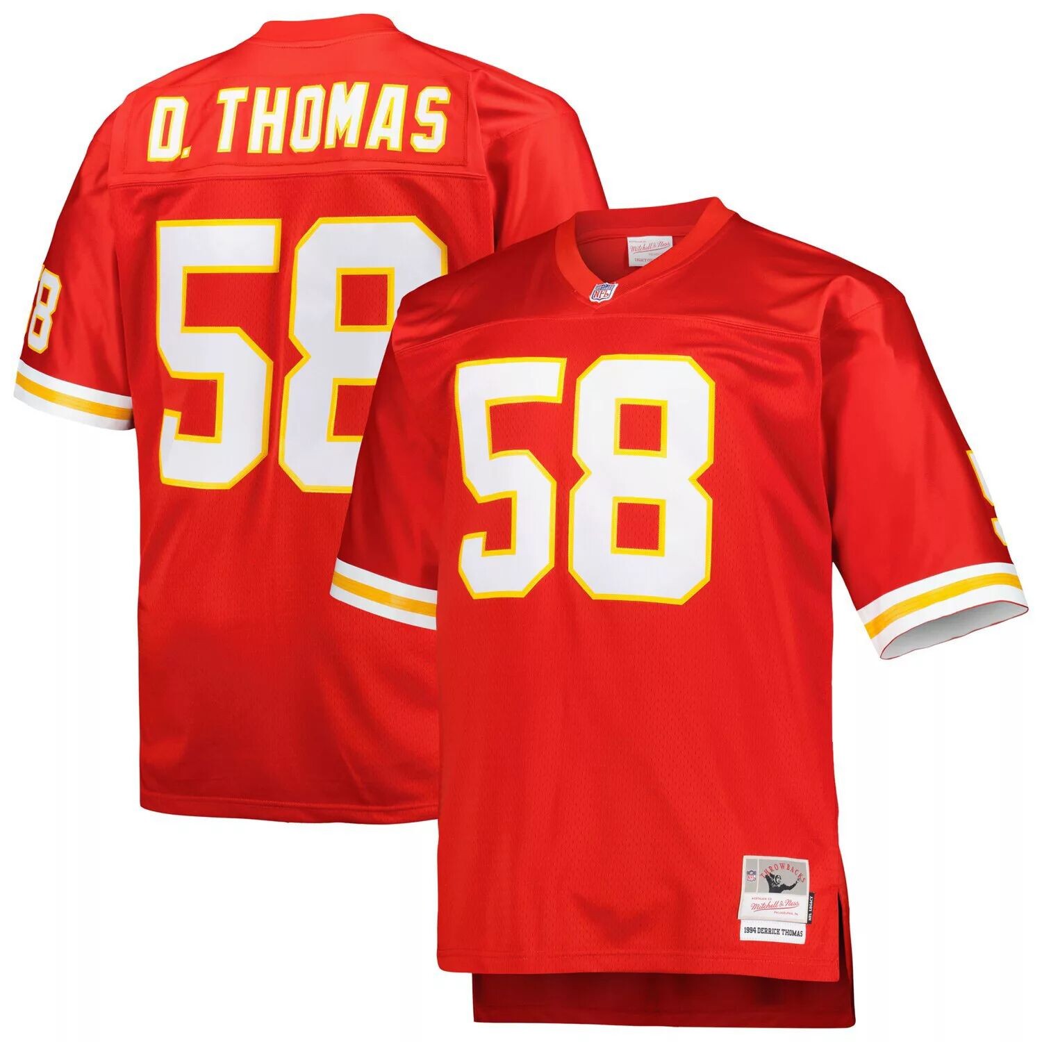 

Мужская футболка Mitchell & Ness Derrick Thomas Red Kansas City Chiefs Big & Tall 1994, реплика вышедшего на пенсию игрока