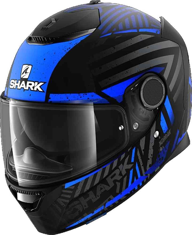 

Спартанский шлем Кобрака Shark, черный матовый/синий