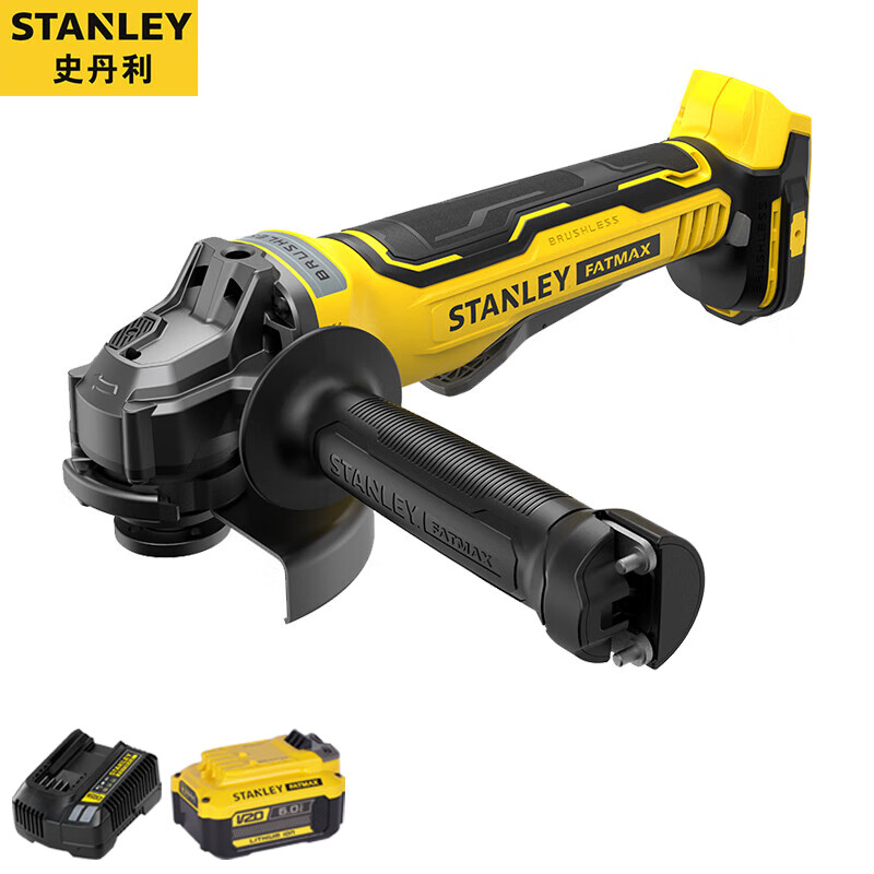 Угловая шлифовальная машина Stanley SBG700-A9, 125 мм + аккумулятор 6.0Ah, зарядное устройство