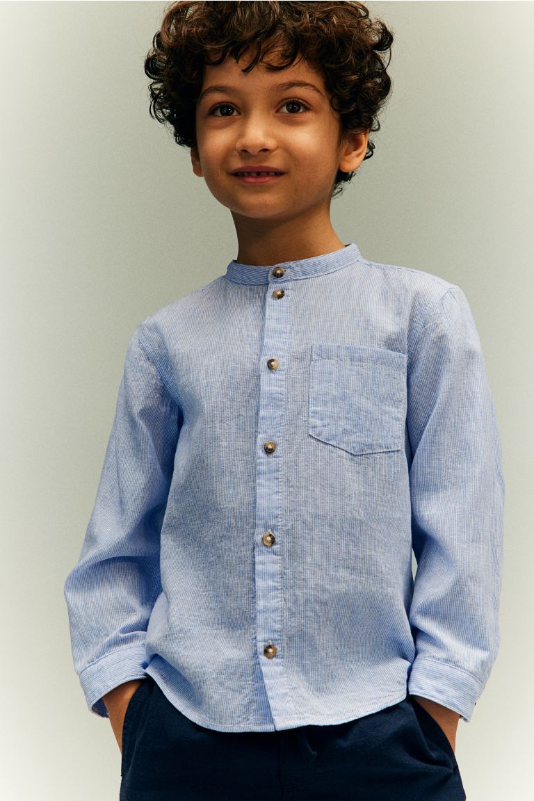 Рубашка Дедушка из смеси льна H&M, синий цена и фото