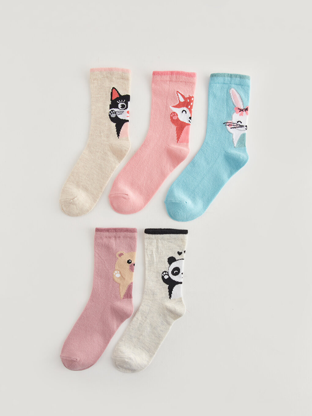 

Носки для девочек с рисунком, 5 шт. LCW Kids, серый меланж