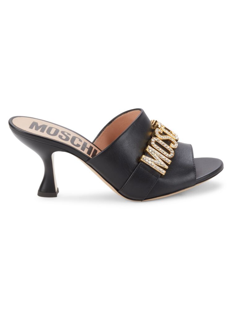 

Мюли на каблуке с кристаллами и логотипом Moschino Couture!, черный