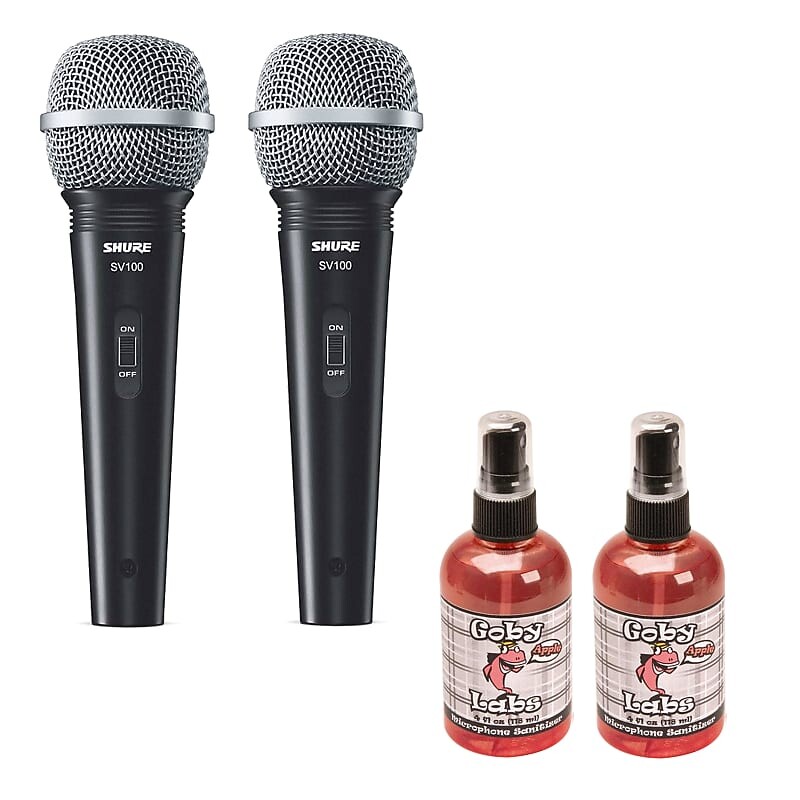 

Микрофон Shure (2) Shure SV100-W Multi-Purpose Cardioid Vocal Microphones + (2) Mic Sanitizers