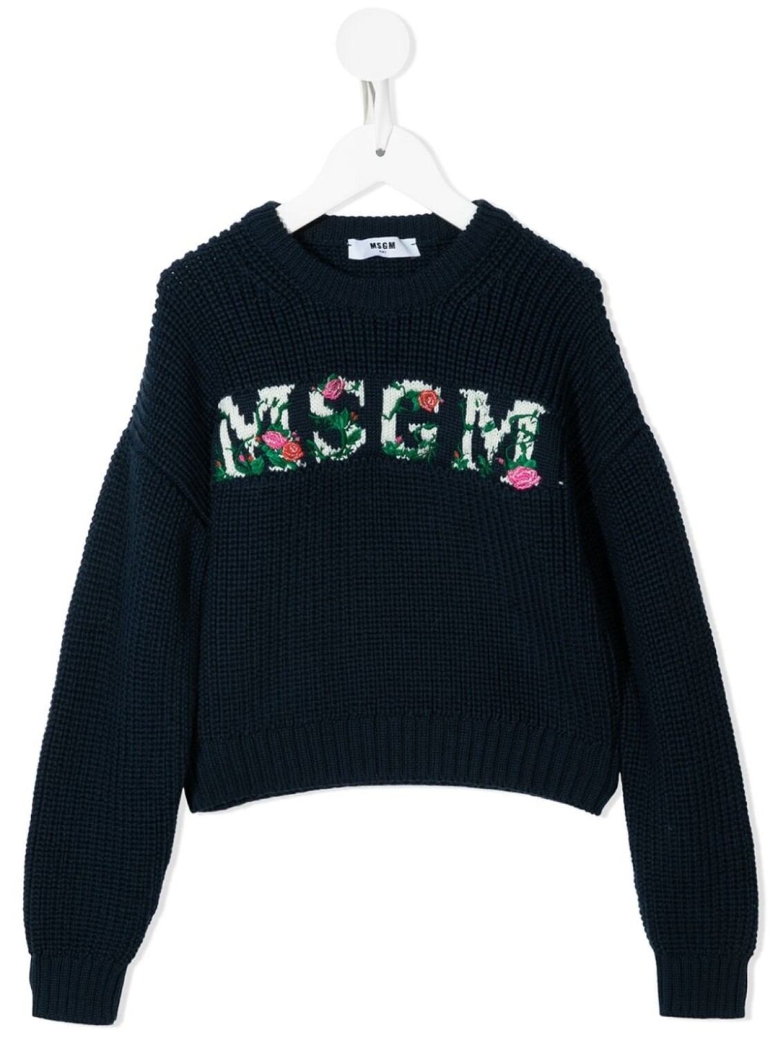 

MSGM Kids джемпер вязки интарсия с логотипом, синий