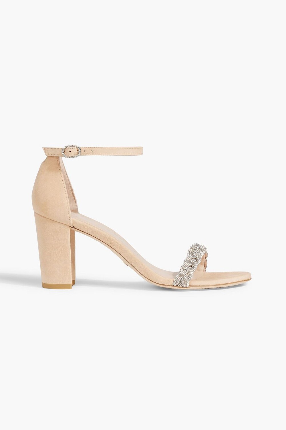 

Плетеные замшевые босоножки с кристаллами STUART WEITZMAN, песочный
