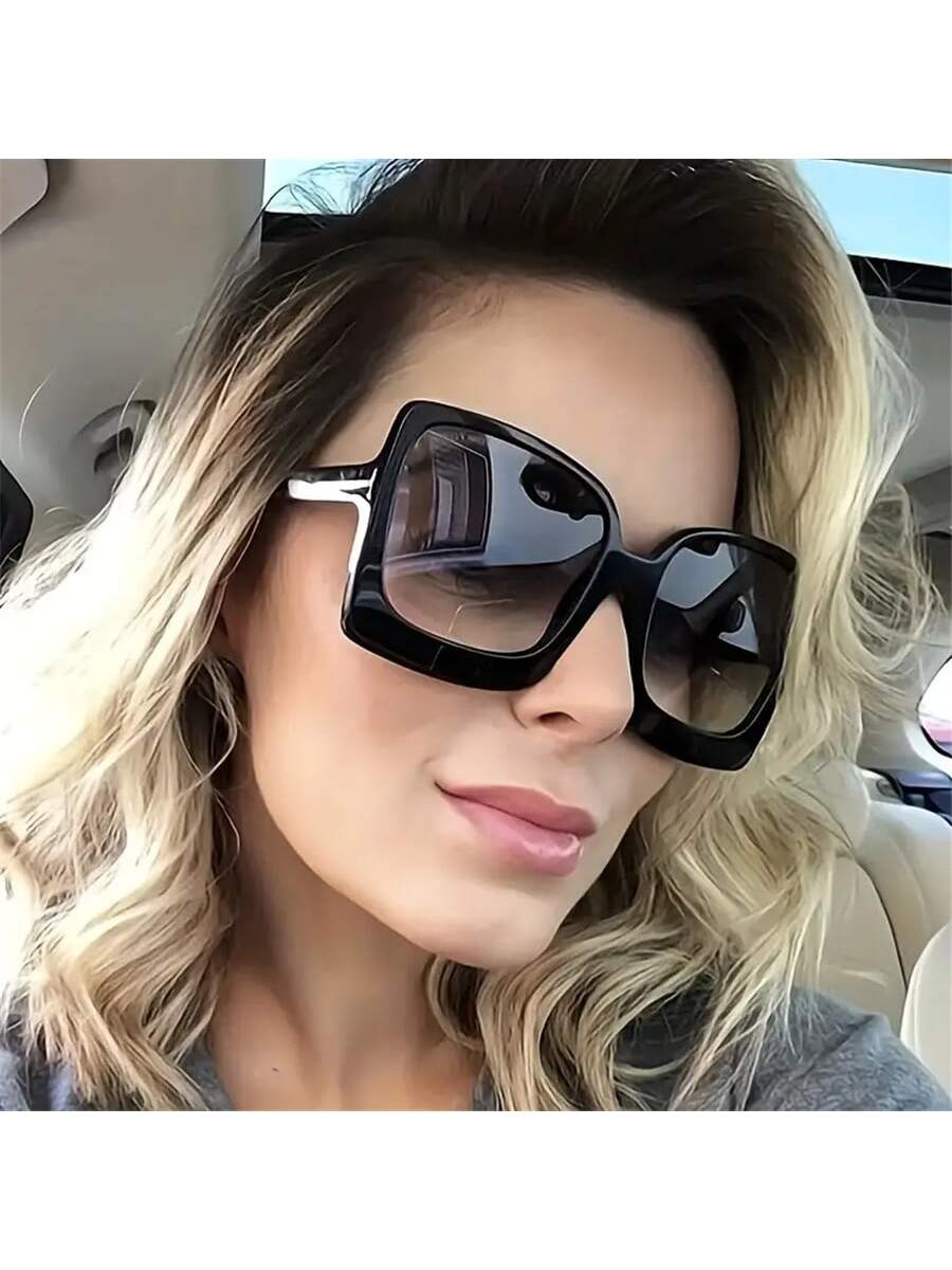Негабаритные модные квадратные солнцезащитные очки с градиентной линзой для вождения на открытом воздухе цена и фото