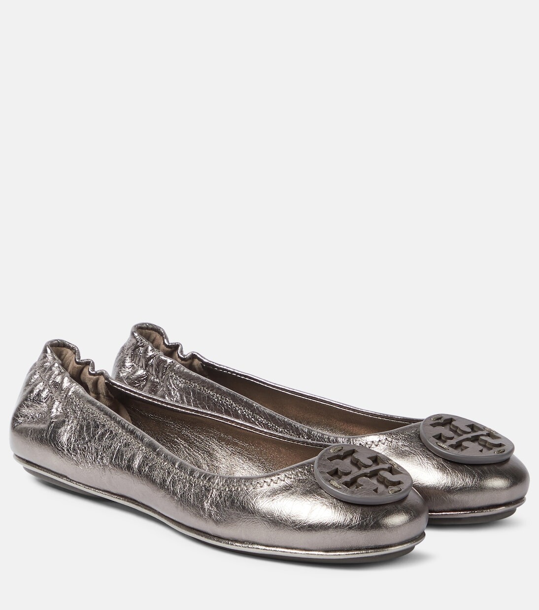 

Кожаные балетки minnie с эффектом металлик Tory Burch, металлический