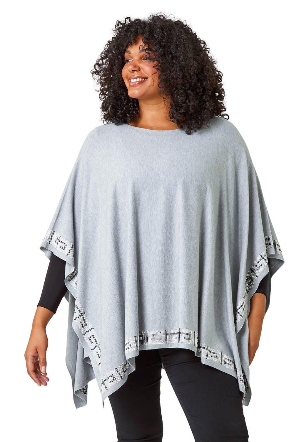 

Длинное пончо с блестками Curve One Size Roman, серый