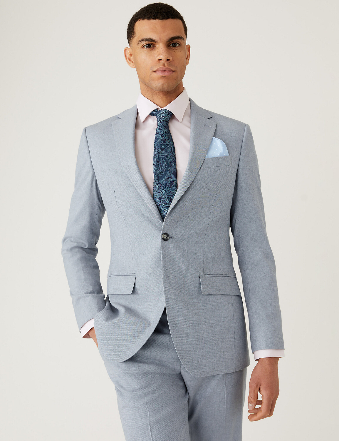 

Пиджак Slim Fit Micro Puppytooth Marks & Spencer, темно-синий