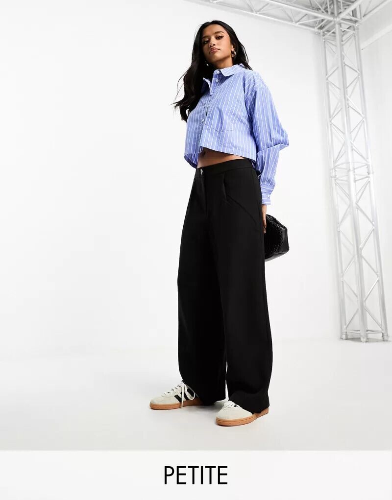 

Черные широкие брюки прямого кроя Miss Selfridge Petite