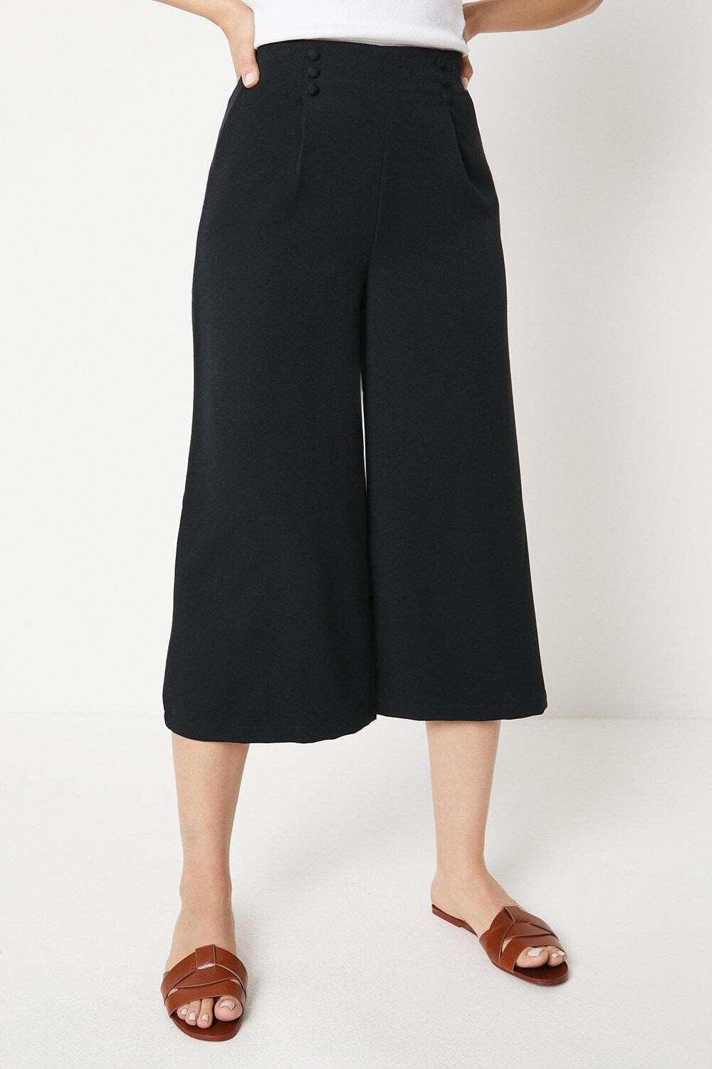 

Брюки-кюлоты на пуговицах спереди Dorothy Perkins, черный