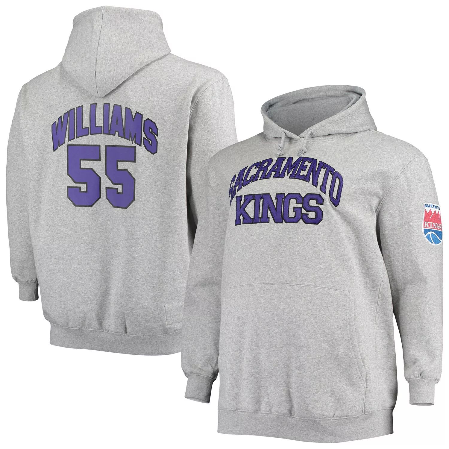 Мужской пуловер с капюшоном Mitchell & Ness Jason Williams Heathered Grey Sacramento Kings Big & Tall Name & Number цена и фото