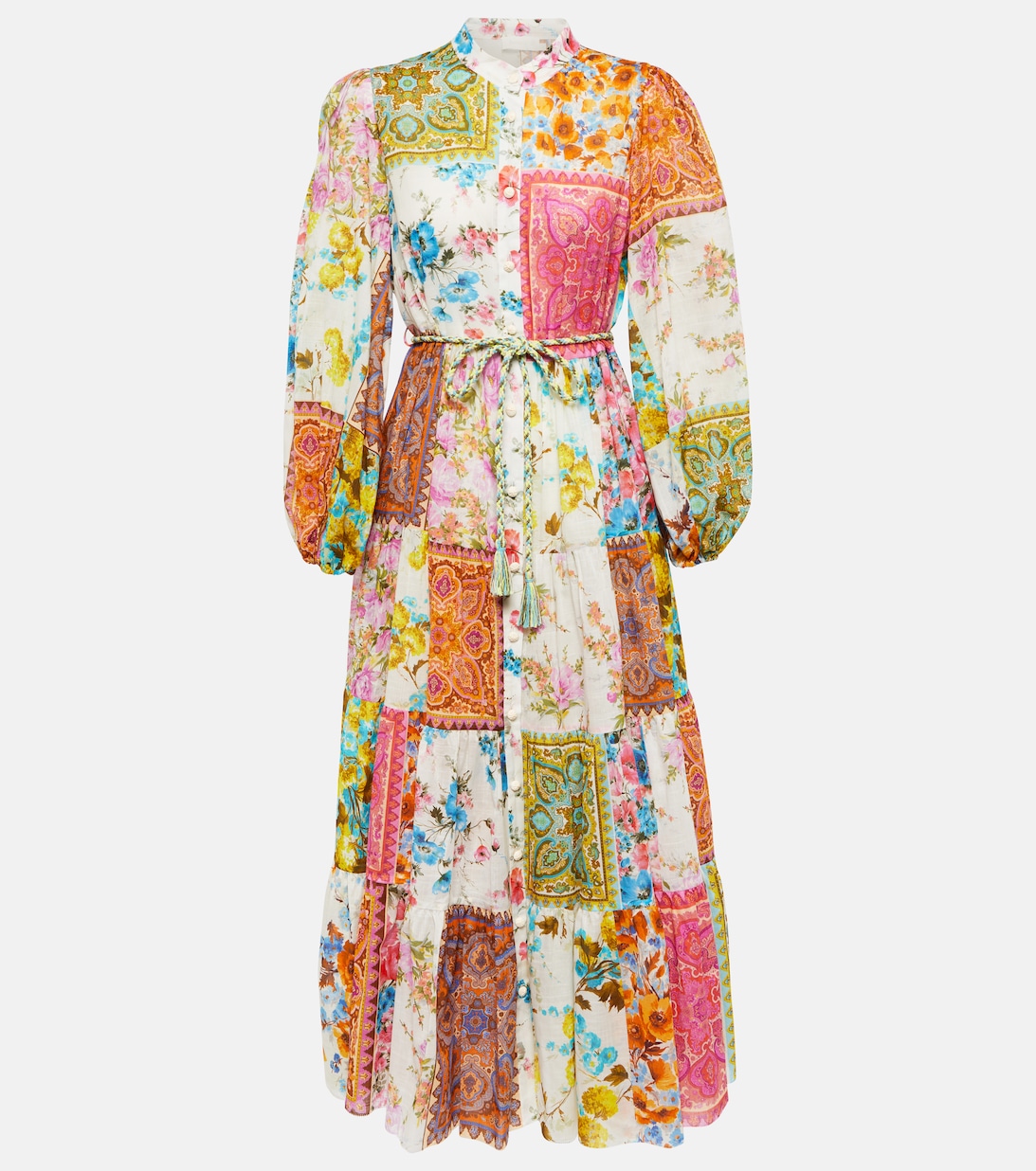 цена Платье миди Halcyon в технике пэчворк ZIMMERMANN, разноцветный