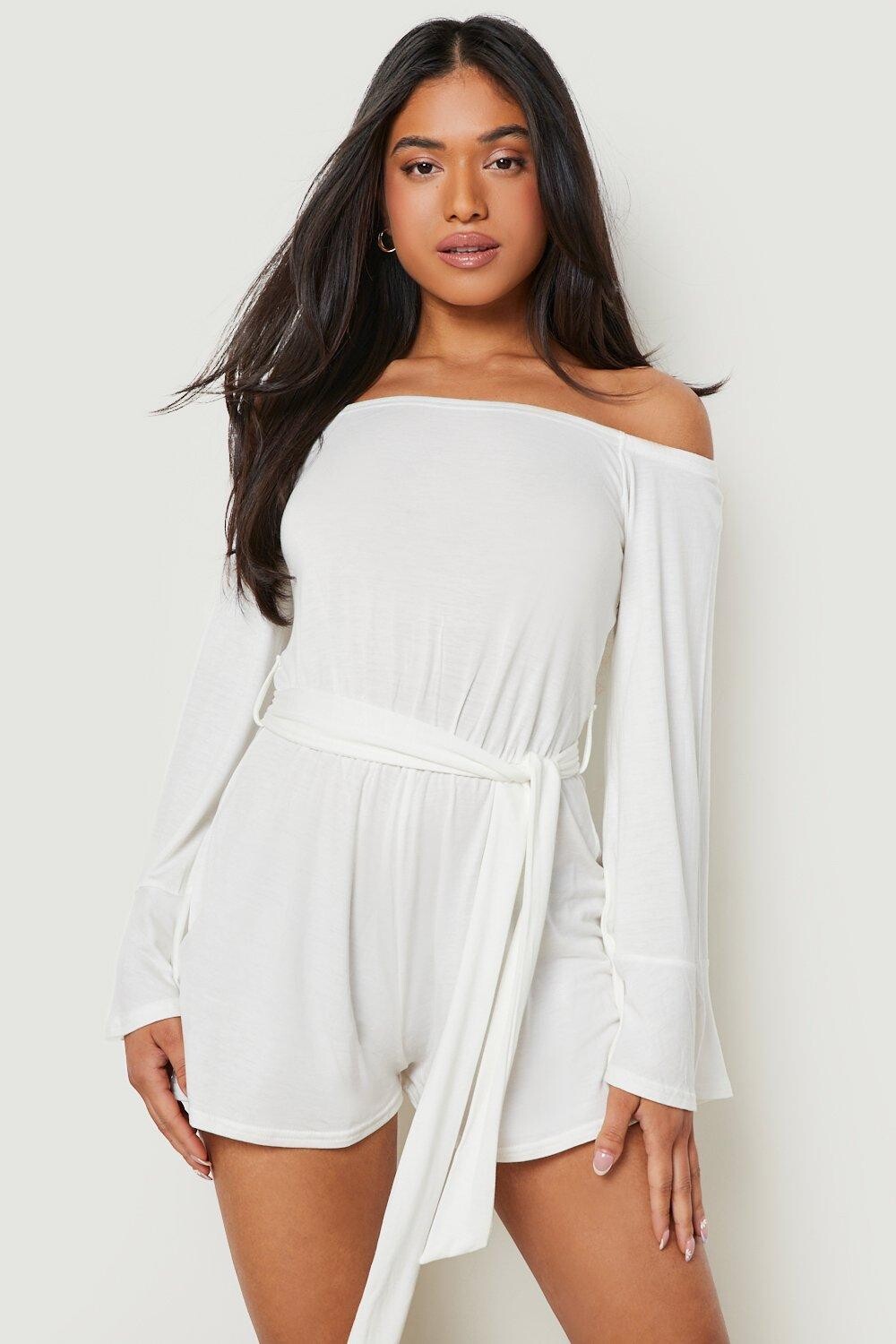 

Комбинезон petite extreme с расшешенными рукавами Boohoo, белый
