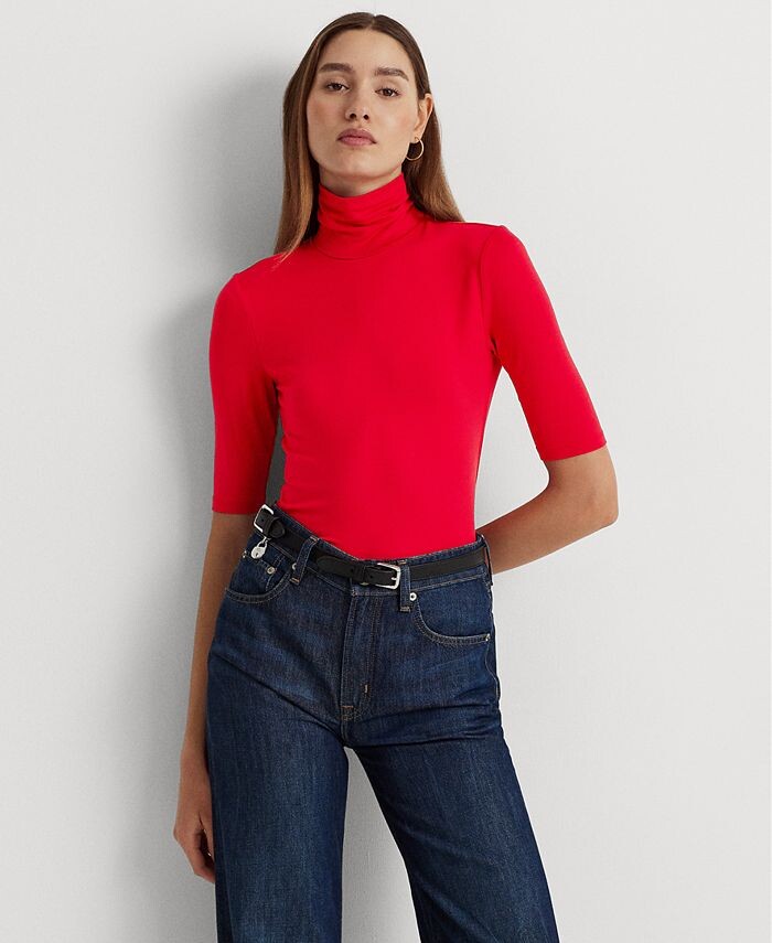 

Женская водолазка из эластичного джерси Lauren Ralph Lauren, красный
