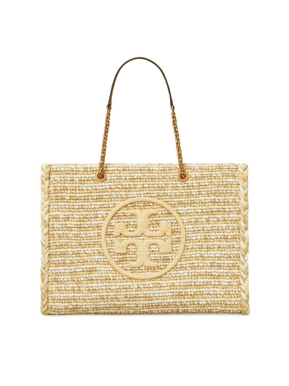 

Сумка-тоут Ella из рафии с меланжевой цепочкой Tory Burch