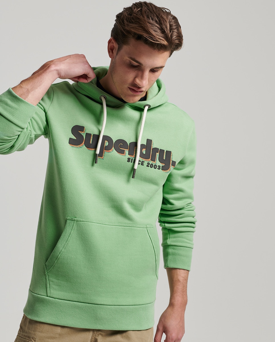 

Классическая мужская толстовка с логотипом Terrain Superdry, светло-зеленый