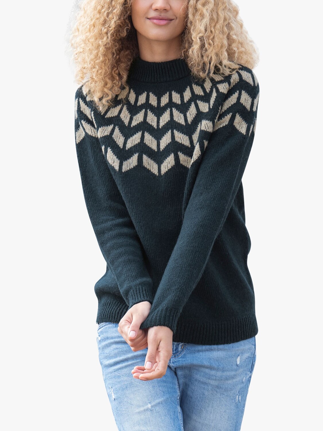 

Джемпер с кокеткой Celtic & Co. Shetland Chevron, сосна/верблюжий