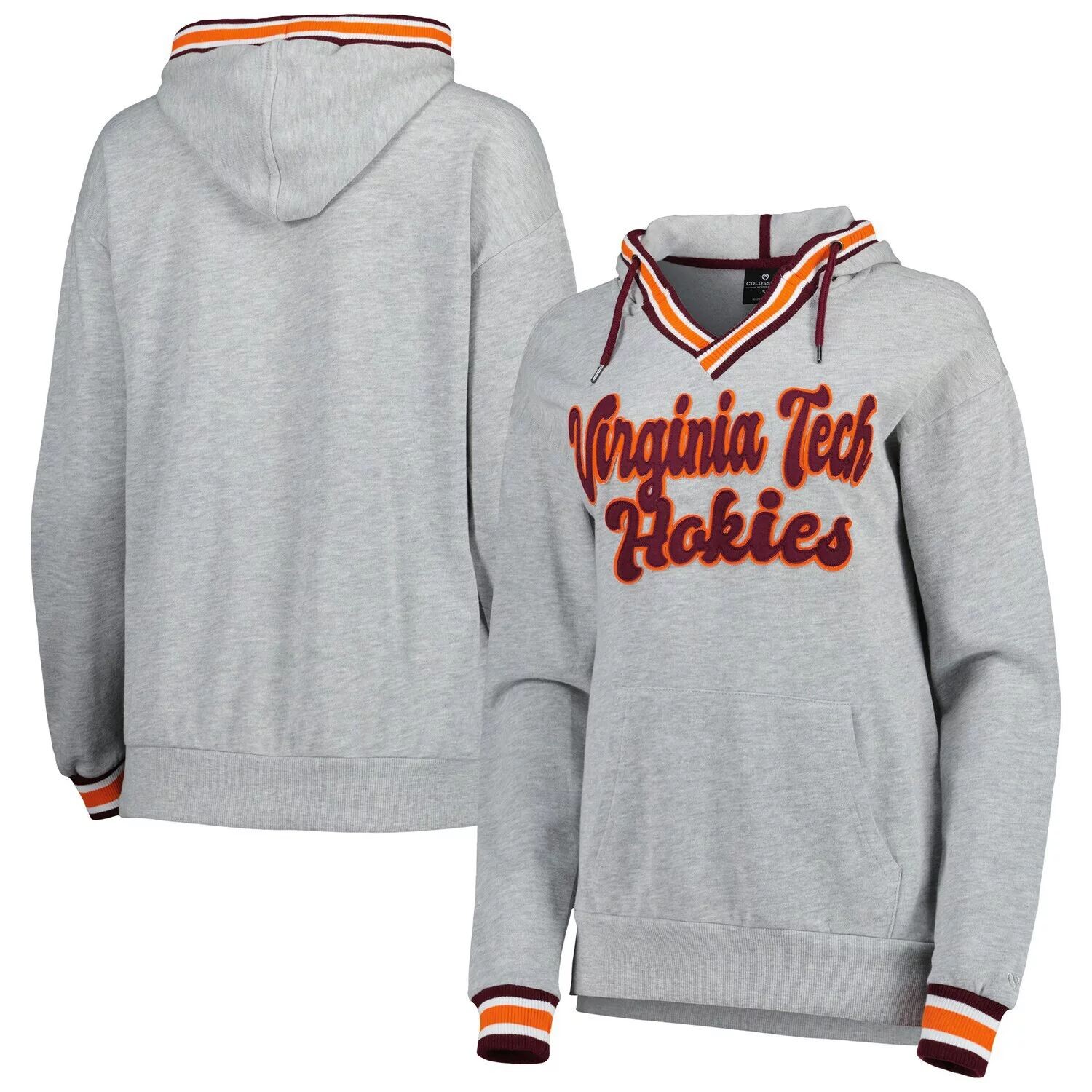 

Женский пуловер с капюшоном Colosseum Heathered Grey Virginia Tech Hokies Andy с v-образным вырезом Colosseum