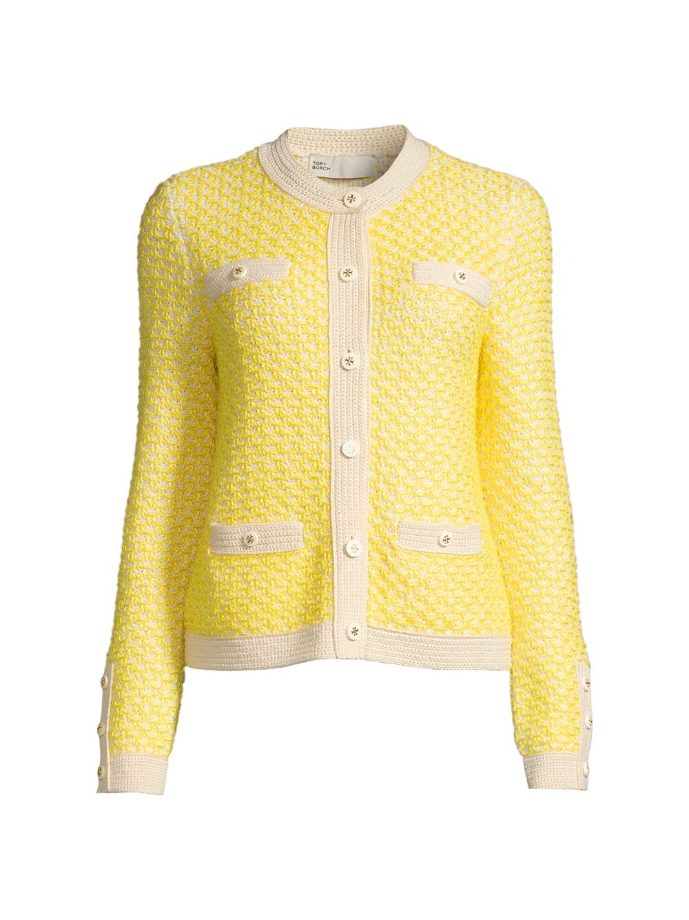 

льняной твидовый кардиган Kendra Tory Burch, желтый