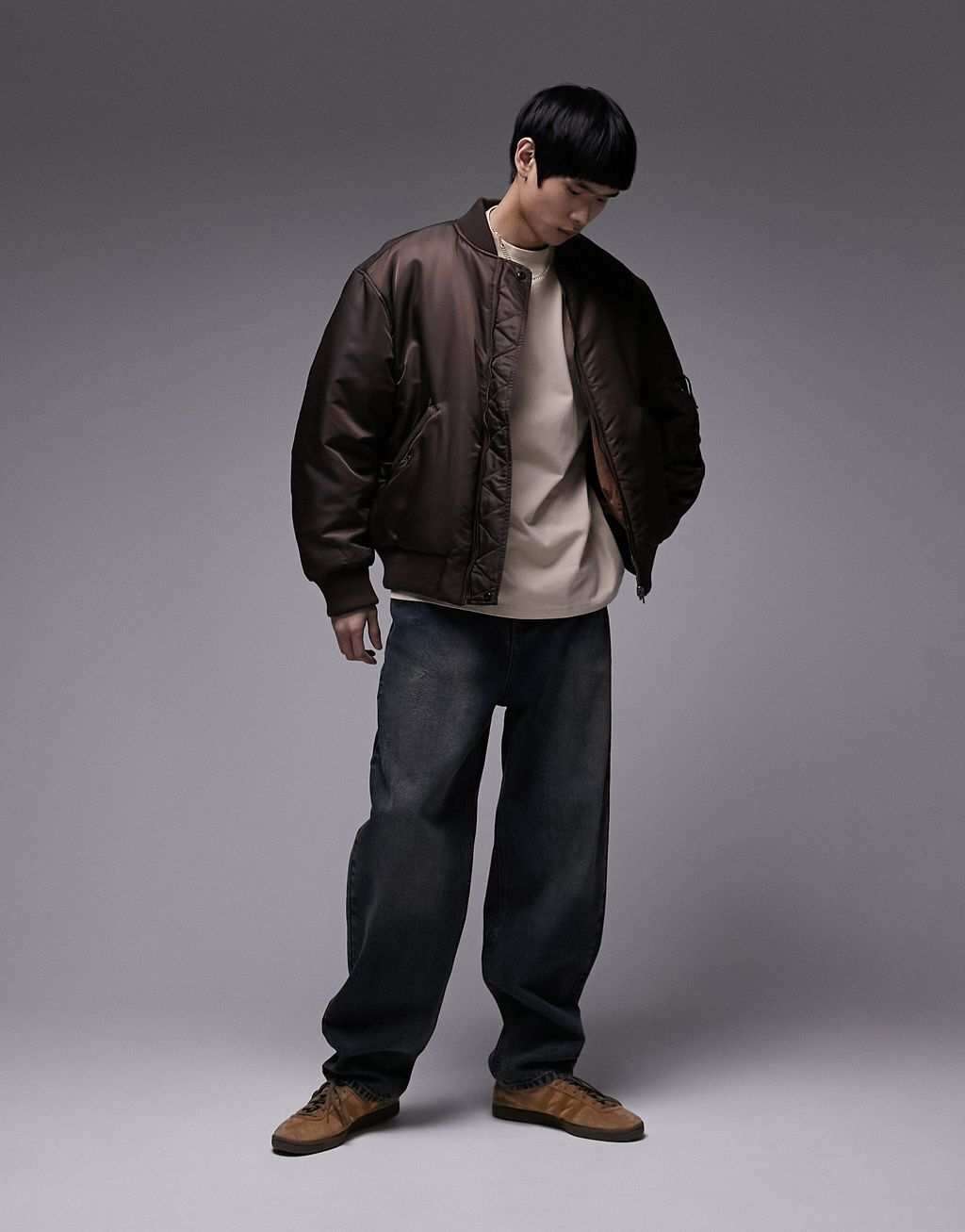 

Коричневый двусторонний бомбер Topman MA1