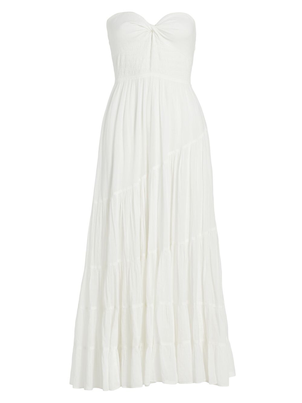 

Ярусное платье макси без бретелек Sundrenched Free People, слоновая кость