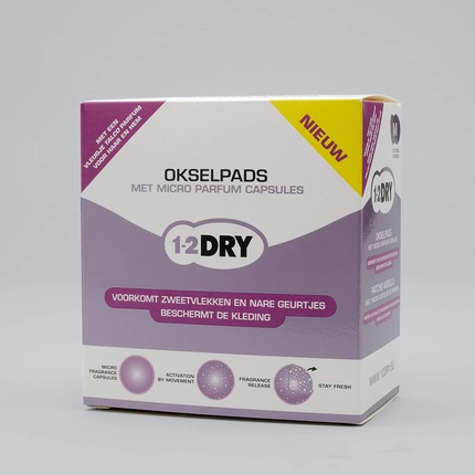 1-2DRY Антиперспирантные подушечки для подмышек с капсулами из талька — средний белый — 12 шт. в упаковке
