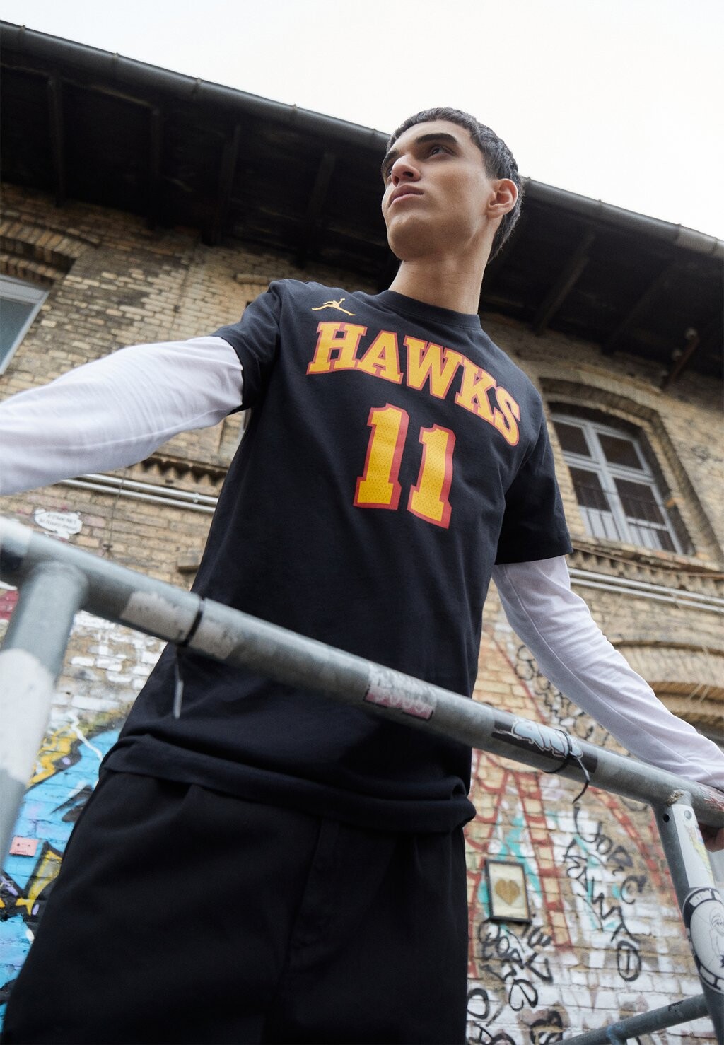 

Футболка с принтом ФУТБОЛКА NBA TRAE YOUNG ATLANTA HAWKS STATEMENT NAME AND NUMBER Nike, черная, Черный