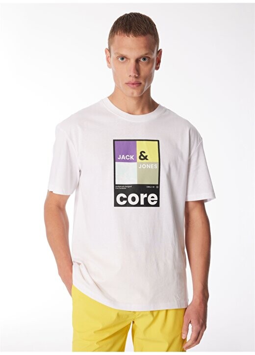 

Белая мужская футболка с круглым воротником JCOJJ COLORFUL TEE SS CREW NECK LN Jack & Jones, белый