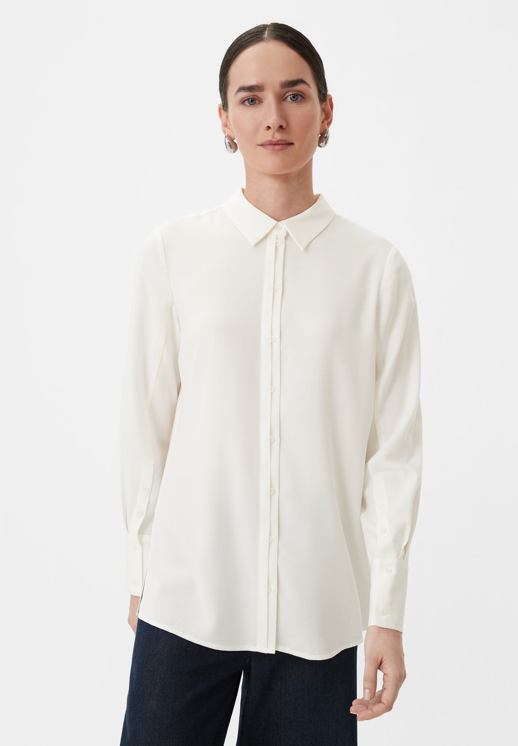 Блузка-рубашка MIT KNOPFLEISTE comma, цвет weiß
