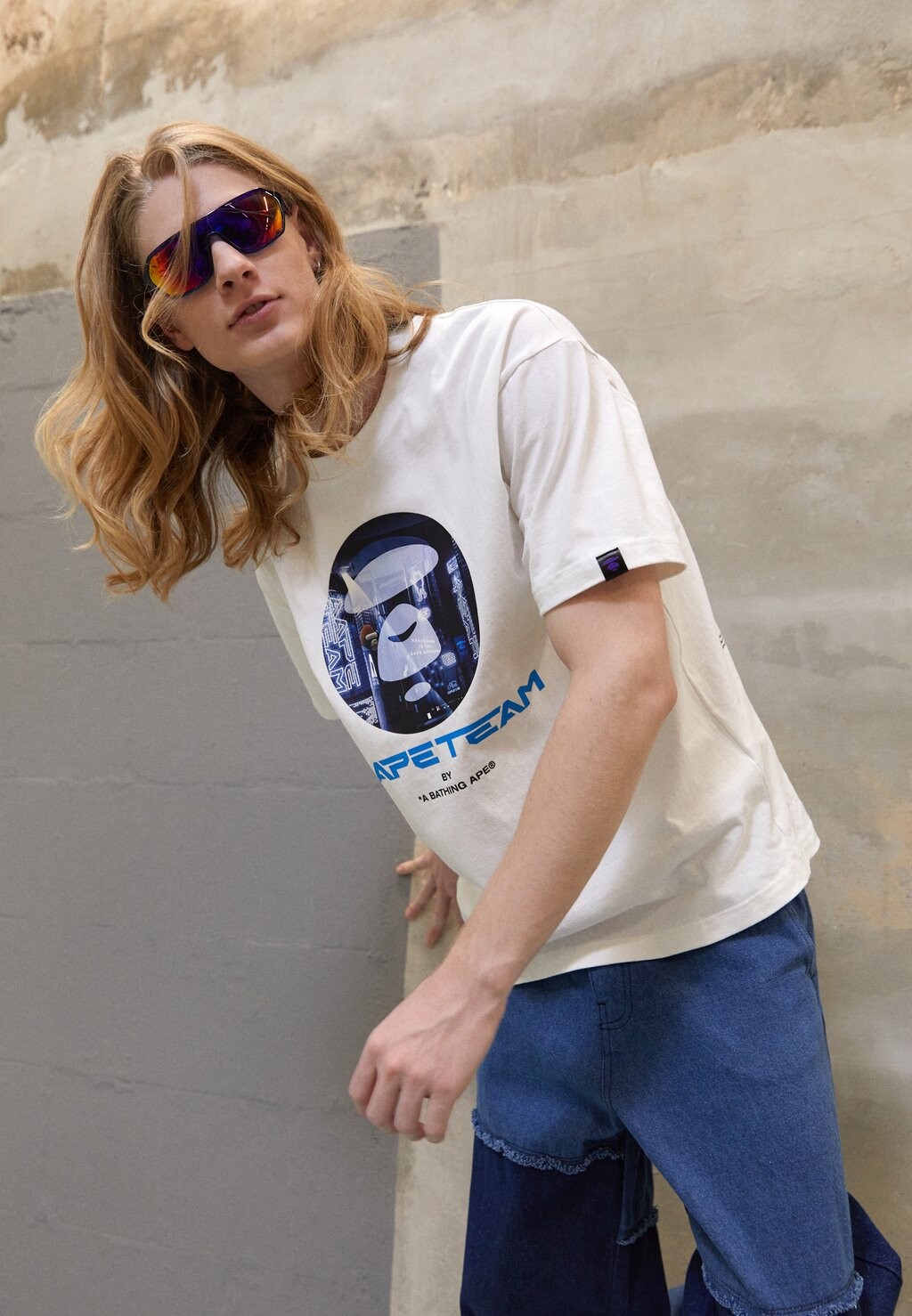 

Футболка с принтом AAPE By A Bathing Ape, белый