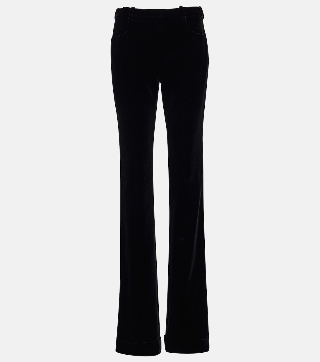 

Бархатные расклешенные брюки с высокой посадкой SAINT LAURENT, черный