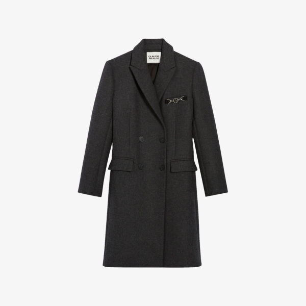 

Двубортное пальто CP-link из смесовой шерсти Claudie Pierlot, цвет noir / gris