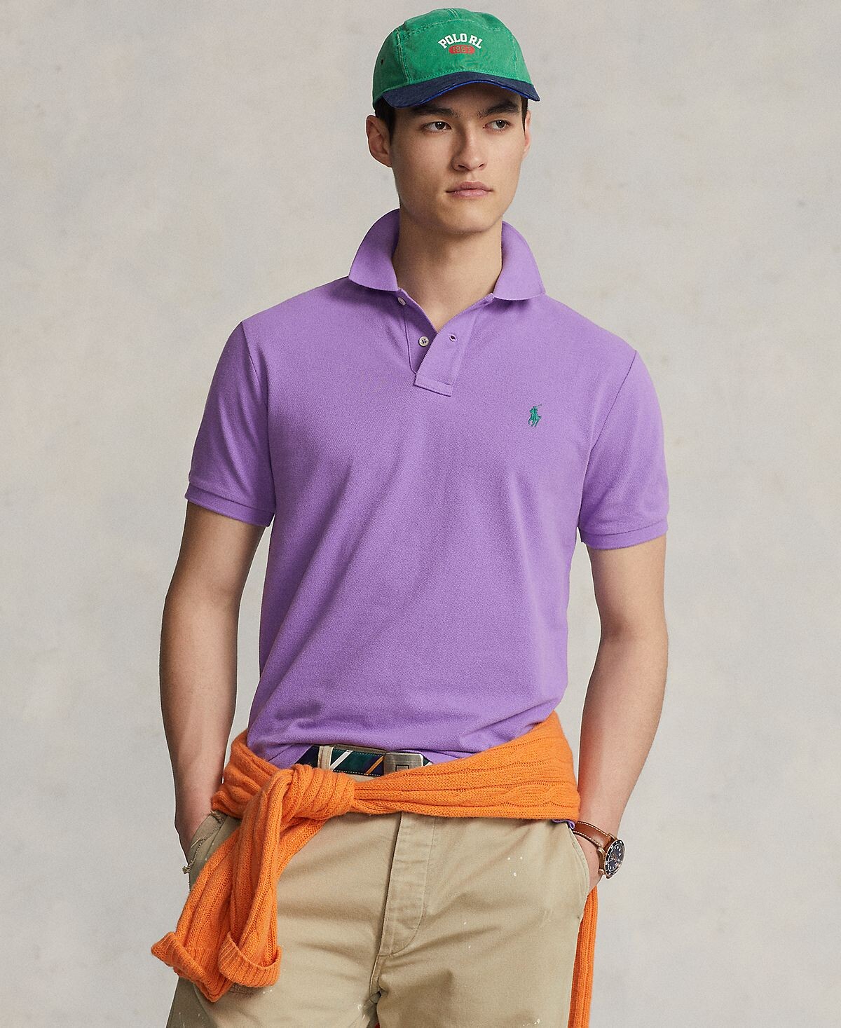 

Мужская хлопковая рубашка-поло классического кроя в сетку Polo Ralph Lauren