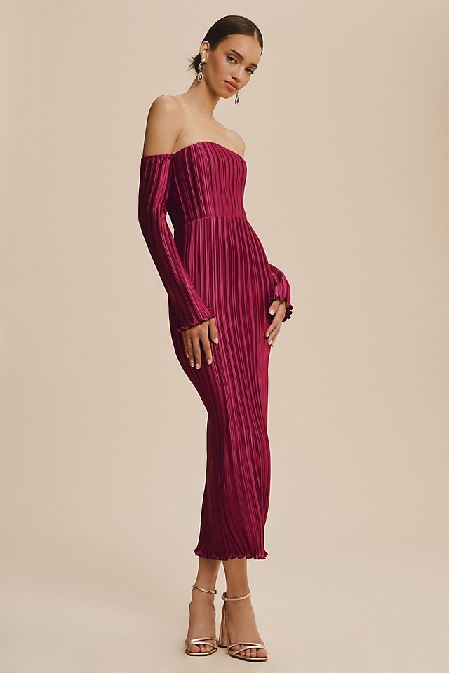 Платье миди L'idee Gatsby с открытыми плечами, red berry