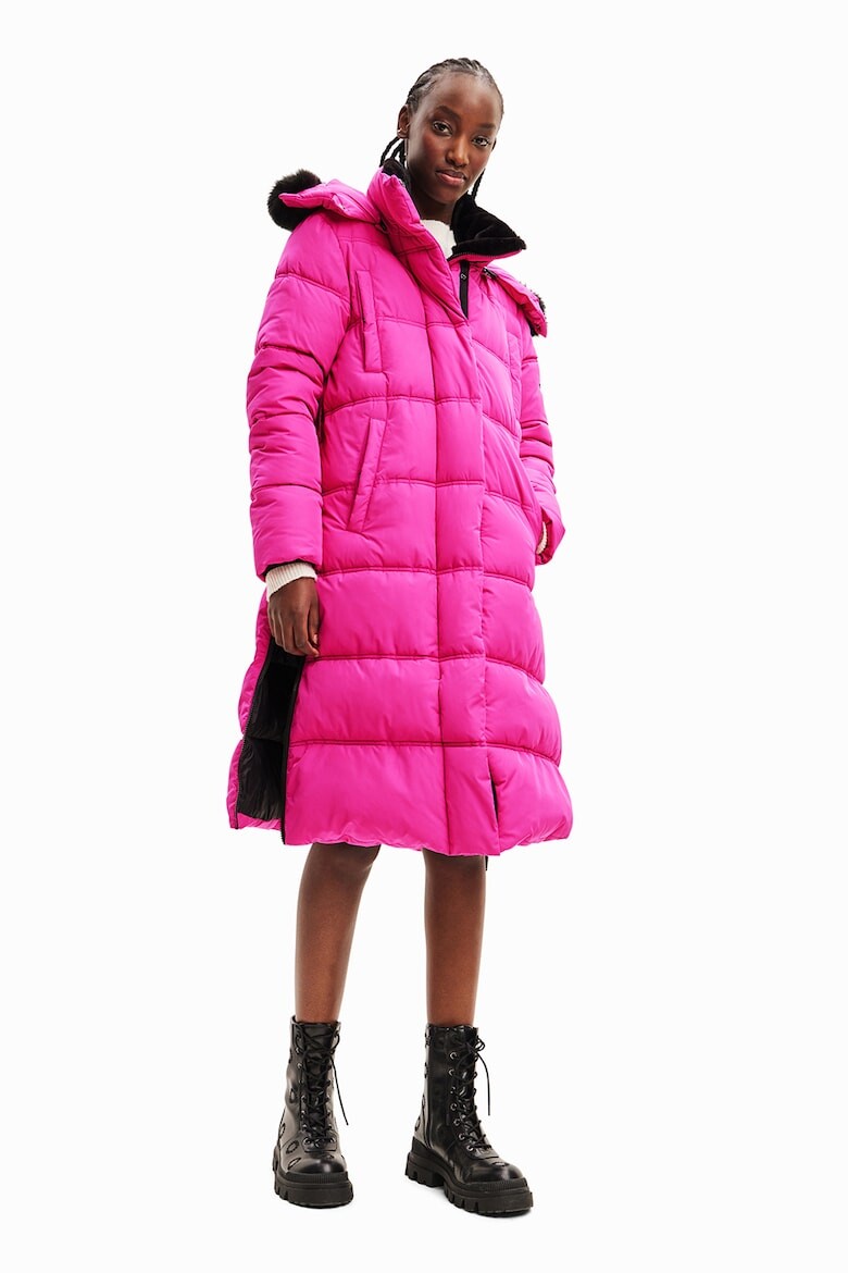 

Зимняя длинная куртка без рисунка Desigual, розовый