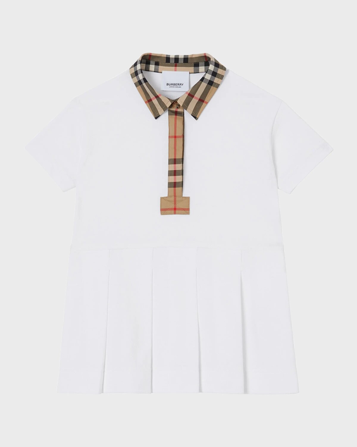 

Платье-рубашка-поло в клетку Sigrid Vintage для девочек Burberry, цвет White