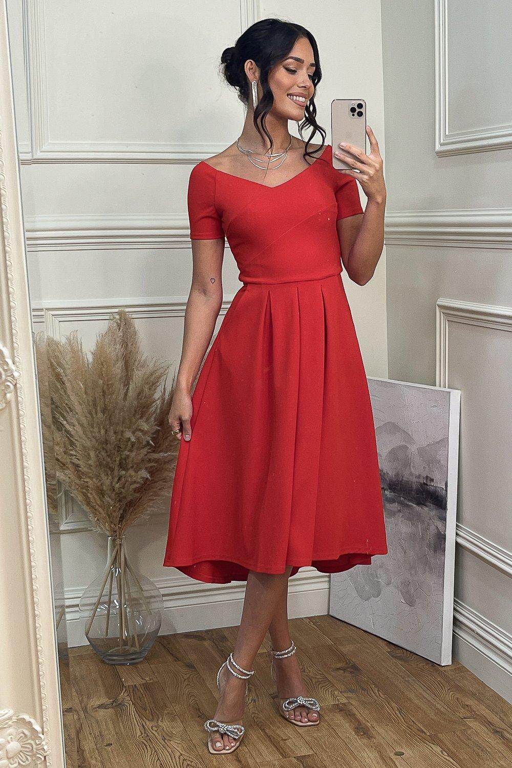 Платье миди Lenora с расклешенным кроем Jolie Moi, красный платье длинное расклешенное короткие рукава с напуском 42 синий