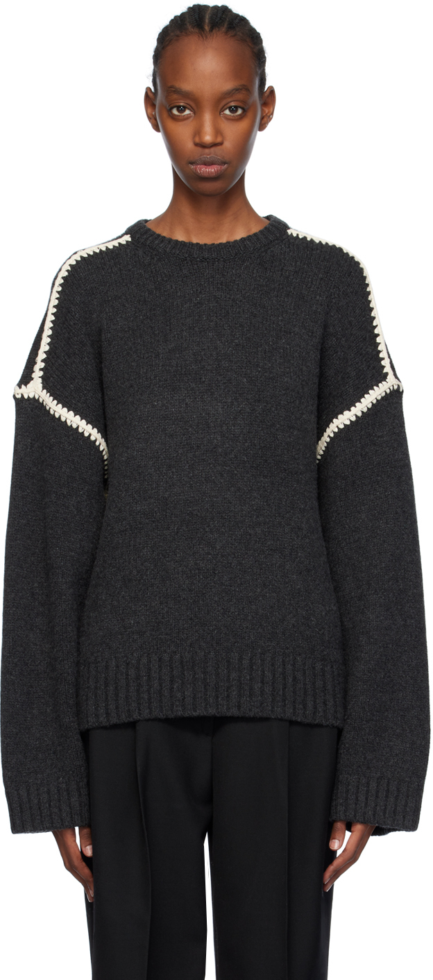 Серый свитер с вышивкой Toteme