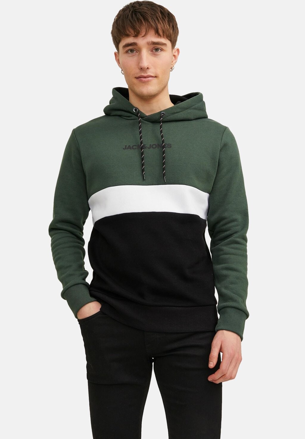 

Толстовка с капюшоном Jack & Jones Jjereid Blocking Hood, вид на горы, Черный