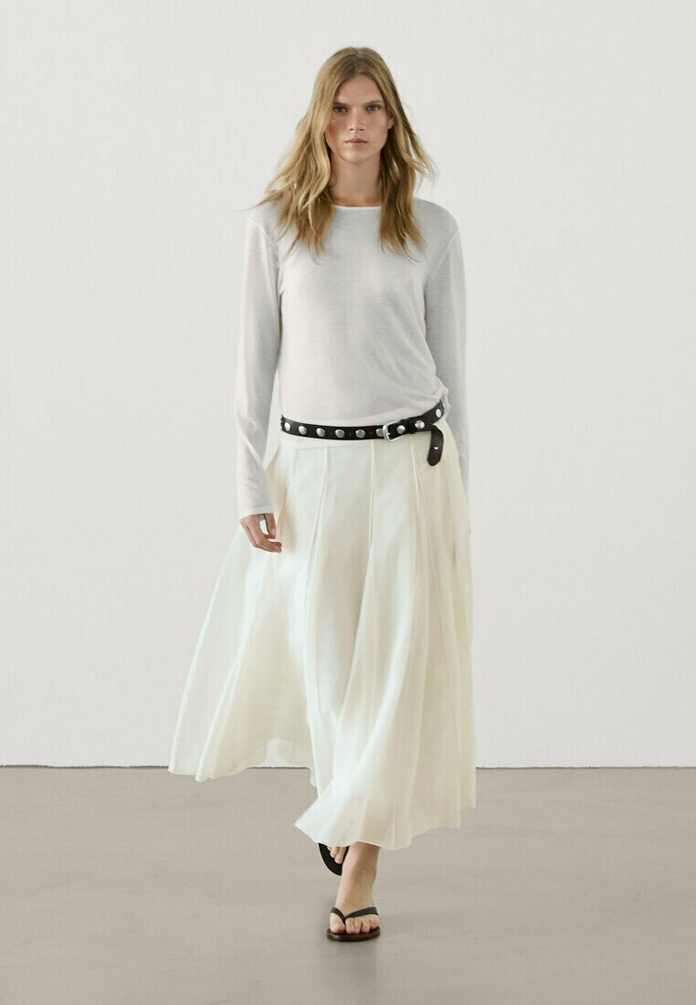 

Юбка плиссированная VOLUMINOUS WITH SEAMS Massimo Dutti, бежевый