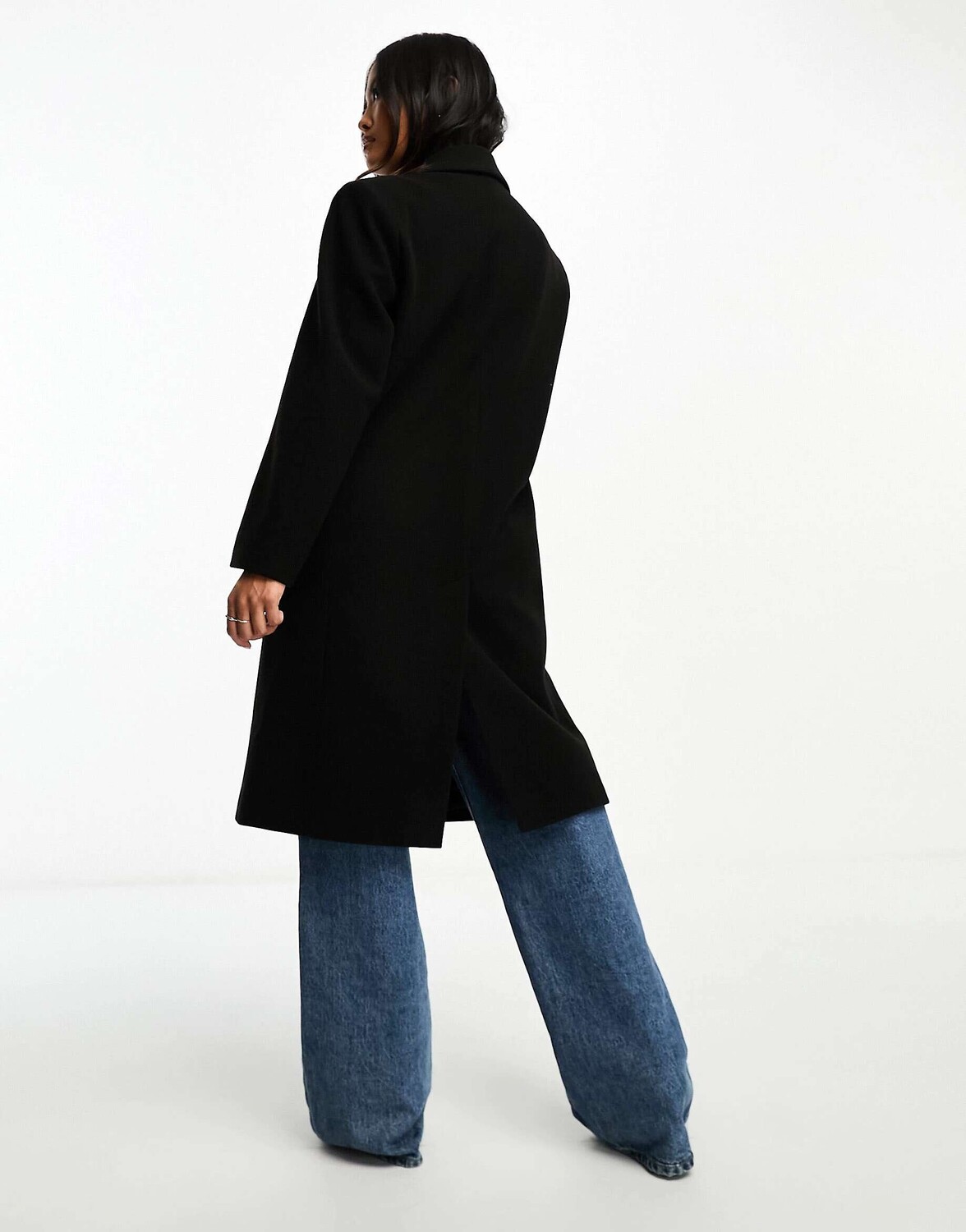 

Черное пальто средней длины ASOS DESIGN Petite для папы, Черный